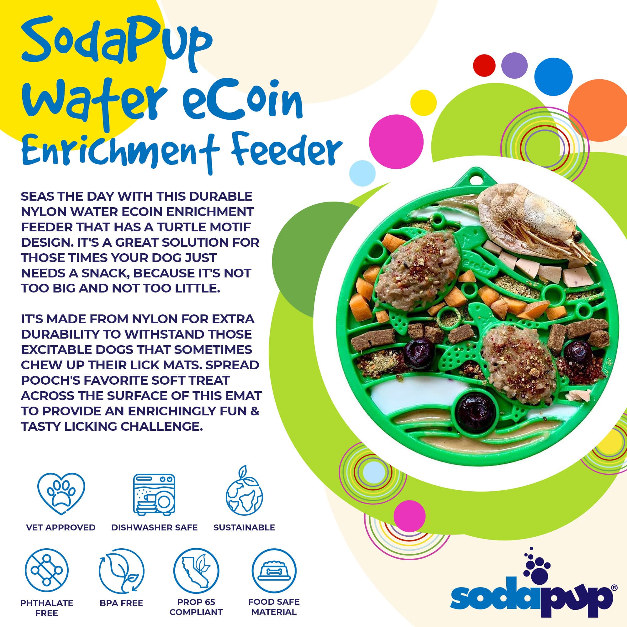 Water Nylon eCoin Durable Enrichment Snacking Coin for Dogs | USA-Made Lick Mat Alternative