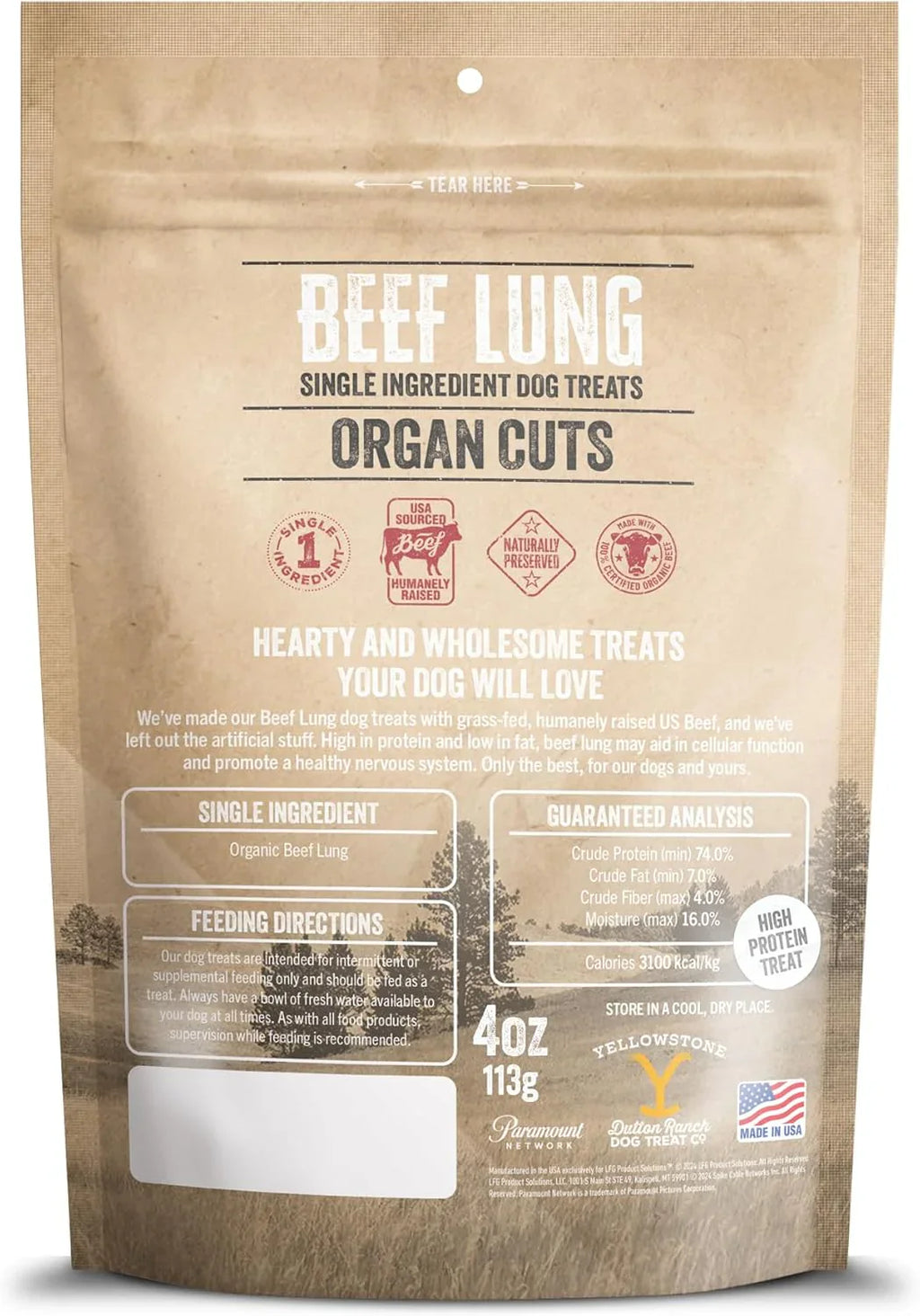 Yellowstone Organ Cuts Beef Lung (8oz)