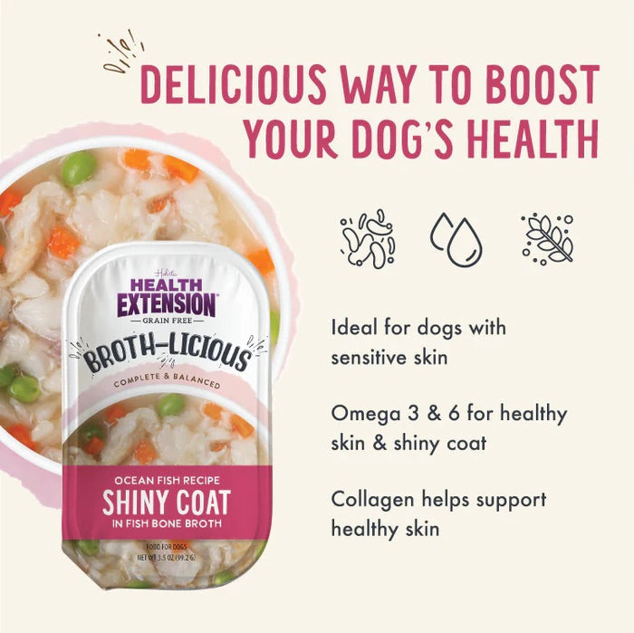 Health Extension Broth-Licious Shiny Coat Oceanfish Bone Broth Topper (3.5oz)
