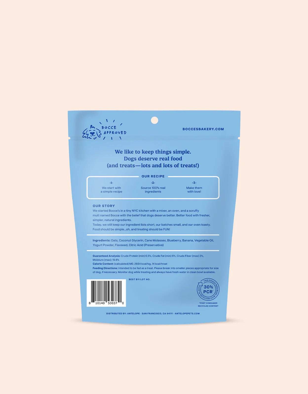 Bocce's Soft and Chewy Berry Yogurt Smoothie Dog Treats (6oz)