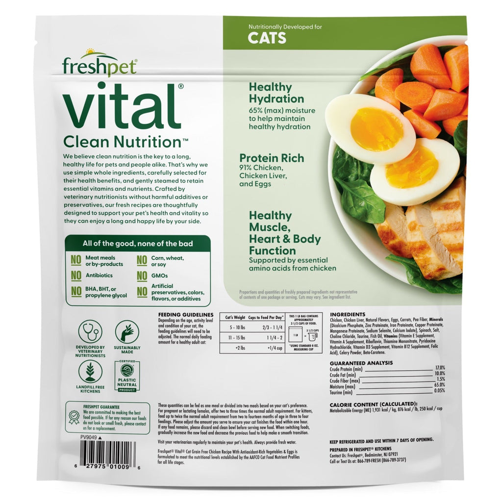 Freshpet Vital Grain Free Chicken Recipe w/ Vegetables & Eggs Cat Food (1lb)