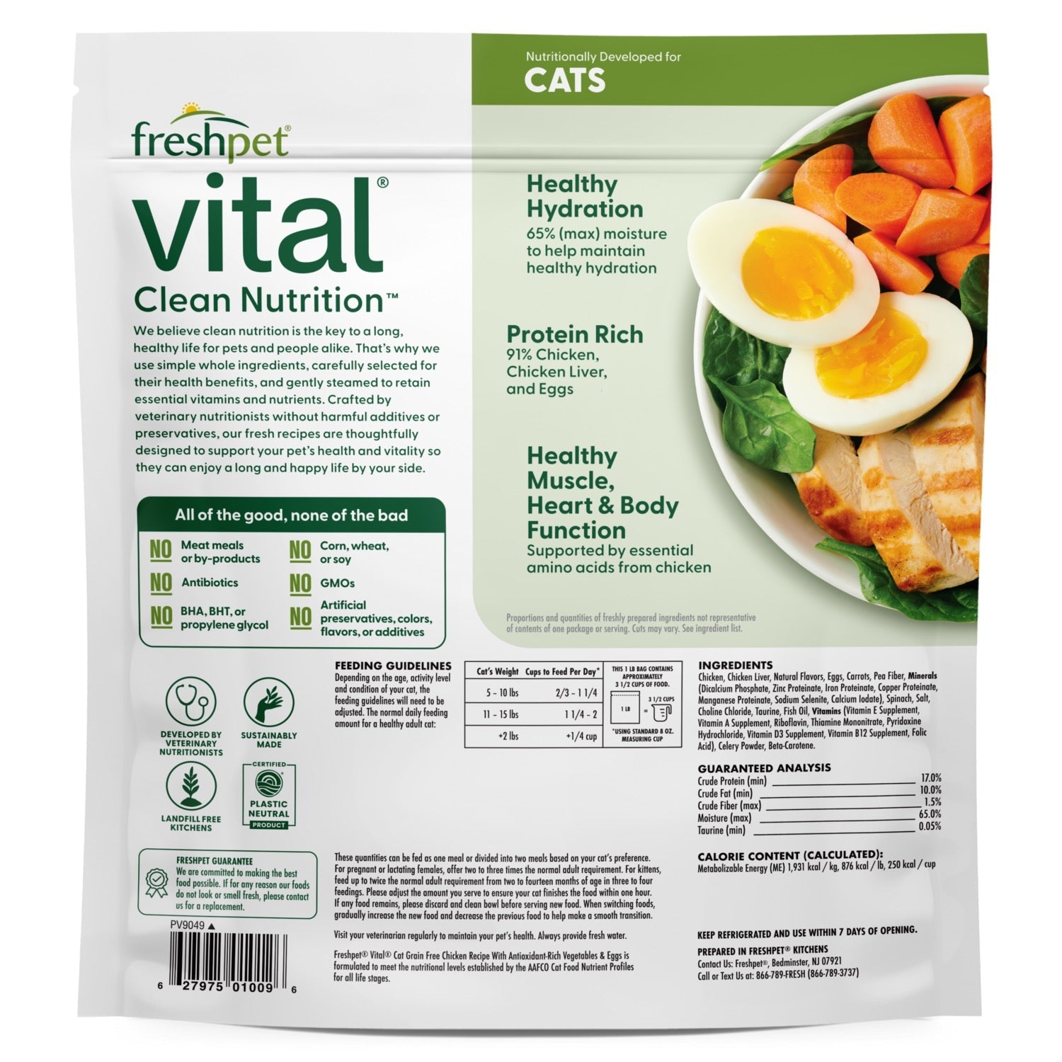 Freshpet Vital Grain Free Chicken Recipe w/ Vegetables & Eggs Cat Food (1lb)