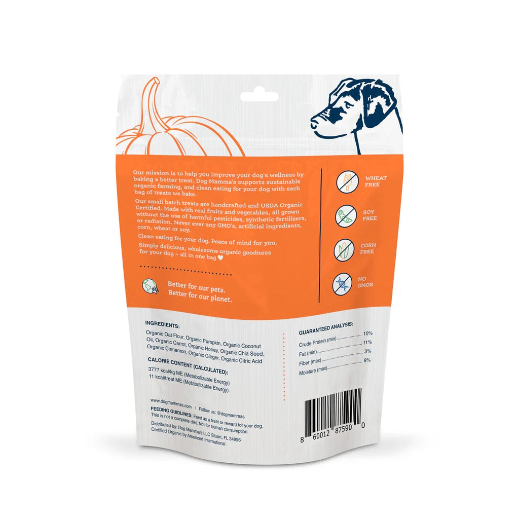 Dog Mamma's Organic Pumpkin Snaps Recipe Oven Baked Dog Treats (6oz)