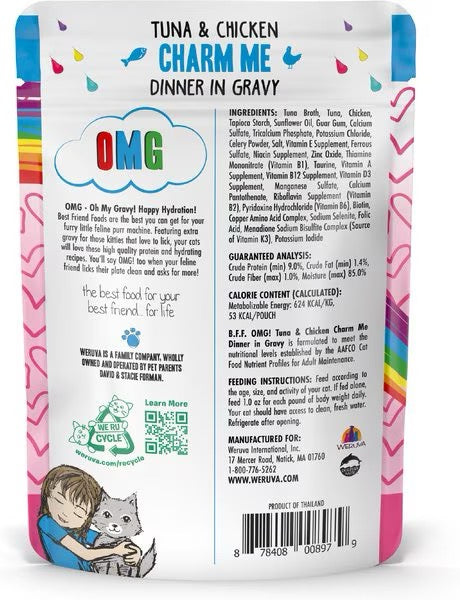 BFF OMG Charm Me Tuna & Chicken Wet Cat Pouch (3oz)