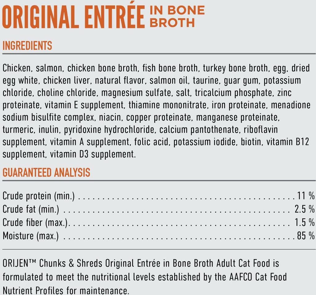 Orijen Grain Free Chunks & Shreds, Original Wet Cat Food (3oz)