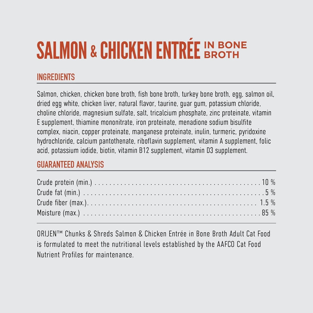 Orijen Grain Free Chunks & Shreds, Salmon & Chicken Wet Cat Food (3oz)
