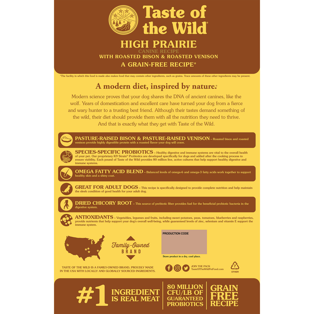 Taste of the Wild Adult High Prairie Bison byand Venison Canine Food